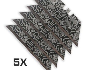 Black DAMASCUS STEEL PATTERN Dual-Sided Laser Engraved Razor Blades (5-Pack) Tajima V-Rex ii Premium Tempered Utility Knife Blades