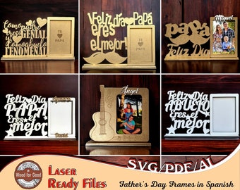 6 Photo frames for Father and Grandfather - Laser Cut Design in Spanish - Automatic Download