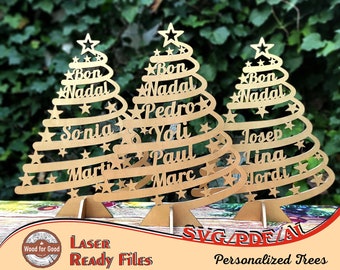 Laser Cut File - Custom Christmas Tree digital file SVG - Christmas tree digital file- Cnc Files - Glowforge - Christmas laser svg - pdf -ai