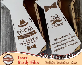 Father's Day Gift for Dad Wine Box Personalized Gift Mockup for Laser Cutting