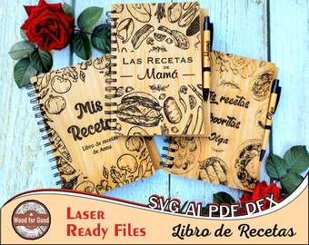 Livro de receitas - Presente para Madre - Arquivo de gravação - Desenhos para agarrar - Presente para ela - Dados originais - SVG - PDF - Ai