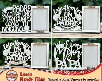 Father&#39;s day gift - Photo frames for Father and Grandfather - Laser Cut Design in Spanish - Pdf - Svg - Ai