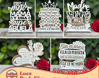 Regalo día de la madre / Archivo láser / Diseño de corte láser / en español / Regalo Mamá / Abuela / Pdf / Svg / Ai