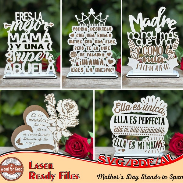 Regalo día de la madre / Archivo láser / Diseño de corte láser / en español / Regalo Mamá / Abuela / Pdf / Svg / Ai