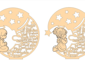 Centerpiece- IN ENGLISH - Guardian Angel - Laser Cut File - Wooden Angel - Baptism - First Communion - Gift