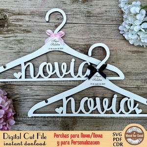 Perchas de madera para boda. Archivo para cortar y personalizar. Archivo de corte y grabado laser