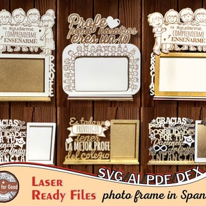Marcos de Fotos para Maestros, Regalo para el Profesor, Diseño cortado con Láser, Portafotos en español, svg, pdf, ai, dfx