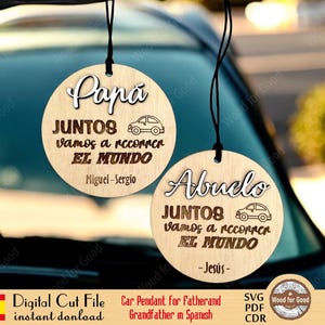 Colgante para coche, Regalo Padre y Abuelo, Placa de Madera, Archivo corte láser, Feliz día del Padre, Archiwum CDR, PDF, SVG.