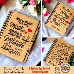 Libreta para Madre - Regalo Mamá - Archivo de grabado - Diseños para grabar - Regalo para ella - Dieños originales - SVG - PDF - Ai