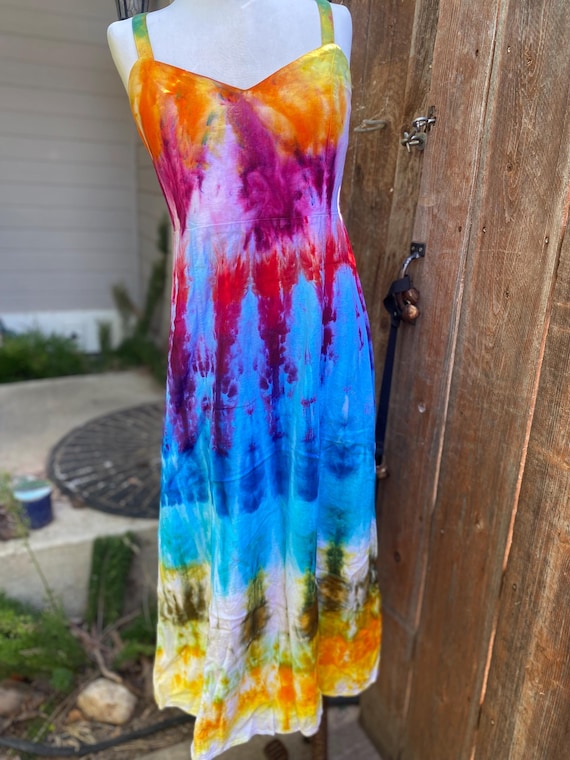 Rainbow maxi sundress~ size medium/ Old Navy cotton dress adjustable straps Rainbow maxi sundress~ size medium/ Old Navy cotton dress adjustable straps