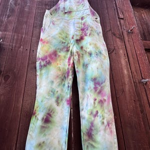 Ice Dyed denim work Overalls – Psychedelic Cotton bib Jean  Romper size medium