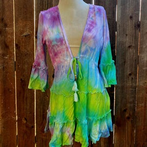 Sexy short summer festival dress/ ice dyed open back