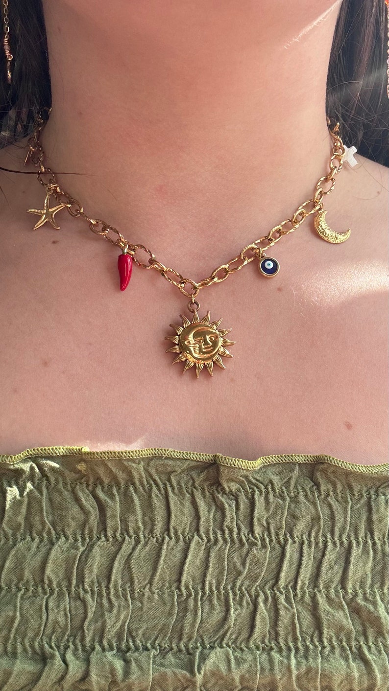 Collana girocollo con 7 pendenti charm personalizzati immagine 6