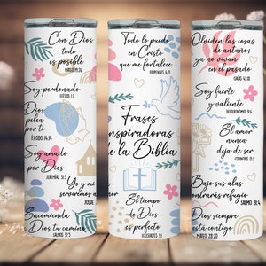 Spanish Christian Tumbler- Vasos Cristianos - Vaso Termico de Acero- Vasos de bendiciones- Vasos inspirados en la biblia- Taza de fe