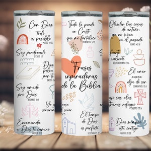 Spanish Christian Tumbler- Vasos Cristianos - Vaso Termico de Acero- Vasos de bendiciones- Vasos inspirados en la biblia- Taza de fe