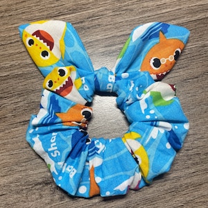 Scrunchie made with licensed Baby Shark fabric