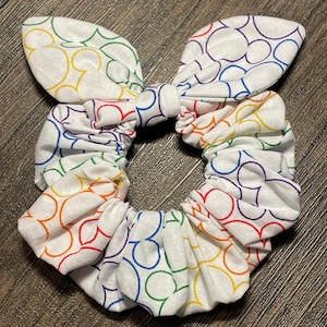 Scrunchie made with Licensed Disney Mickey pride fabric