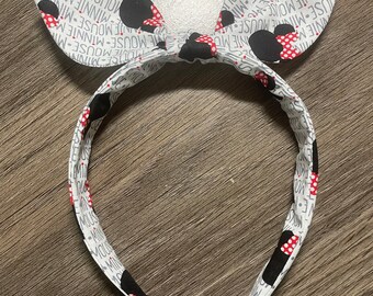 Hoofdband met knoopstrik gemaakt van gelicentieerde Disney Minnie Mouse-stof