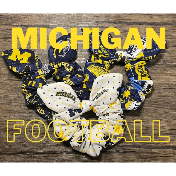 Scrunchies made with licensed Michigan Football fabric