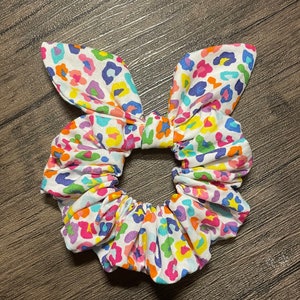 Rainbow Leopard printed Scrunchie