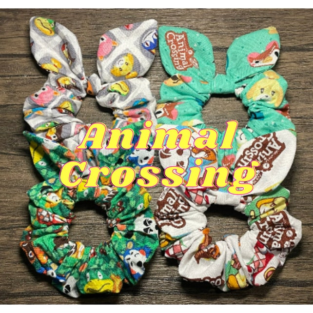 Scrunchie made with Animal Crossing Fabric