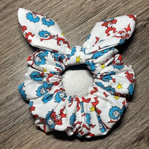 Thing 1 and Thing 2 Licensed Dr. Seus handmade Scrunchies