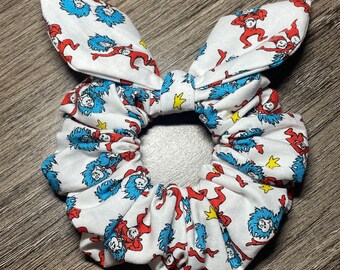Thing 1 and Thing 2 Licensed Dr. Seus handmade Scrunchies