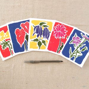 Biglietti d'auguri floreali con illustrazioni originali (confezione da 5) / Elegante carta da lettere floreale / Illustrazioni digitali artistiche di fiori / Biglietti d'auguri artistici