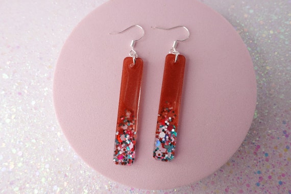 ON SALE Christmas Resin Earrings Holiday Resin Dangle Earrings