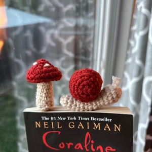 Bookmark mushroom book mark snail bookmark cottagecore crochet bookmark mushroom book lovers gift book accessories crochet book charms snail