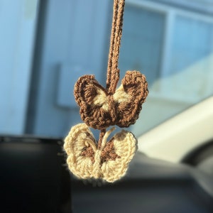 Butterfly car charm Butterfly Car accessories butterfly rear view mirror charm butterfly lover gift crochet car mirror hanging accessories