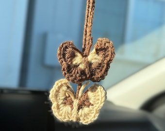 Butterfly car charm Butterfly Car accessories butterfly rear view mirror charm butterfly lover gift crochet car mirror hanging accessories