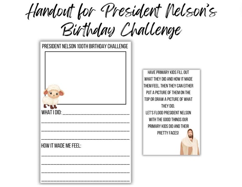 President Nelson 100th Birthday Challenge Paper, President Nelson ...