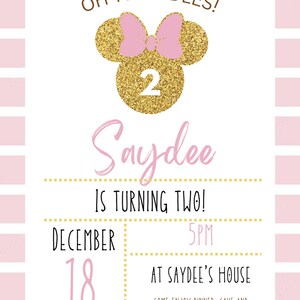 Minnie Mouse Invitation, Minnie Mouse 2nd Birthday Invitation Printable, Oh Twoodles Invite, Girl Minnie Mouse Invite, CANVA EDIT INSTANT