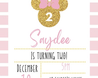 Minnie Mouse Invitation, Minnie Mouse 2nd Birthday Invitation Printable, Oh Twoodles Invite, Girl Minnie Mouse Invite, CANVA EDIT INSTANT