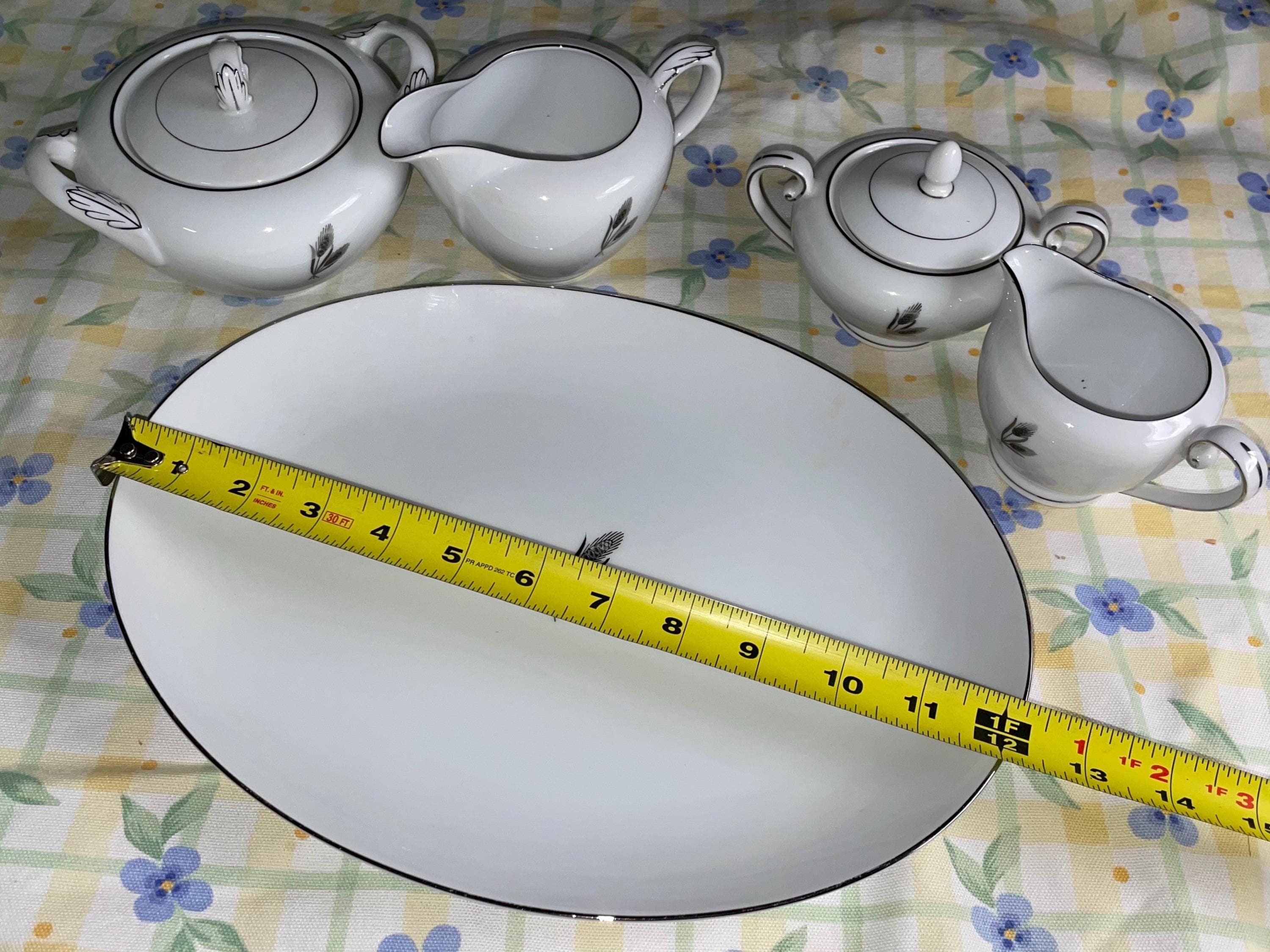 1960s Fukagawa Arita Silver Wheat Dinnerware Set #928 – Hand