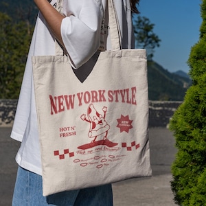 Pizza Tote - New York City - New York Tote - Retro Pizza Tote - Retro Tote - Foodie Tote - Artsy Tote - City Tote Bag -City Style Tote-Pizza