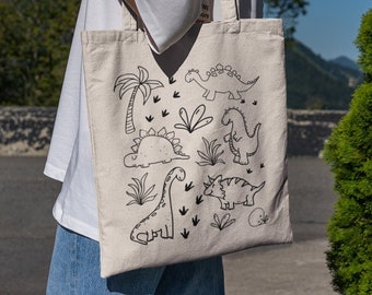 Dinosaur Bag - Dinosaur Tote Bag - Dino Tote Bag - Dinosaur Lover Gift - Paleontology Tote - Teacher Tote - Science Teacher Bag - Rawr Tote