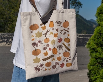 Fall Tote - Fall Spice Tote - Pumpkin Spice Tote - Pumpkin Season Tote - Autumn Tote - Fall Flower Tote - Cinnamon Tote - Pumpkin Tote -Fall