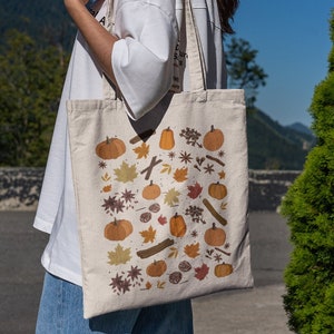 Fall Tote - Fall Spice Tote - Pumpkin Spice Tote - Pumpkin Season Tote - Autumn Tote - Fall Flower Tote - Cinnamon Tote - Pumpkin Tote -Fall