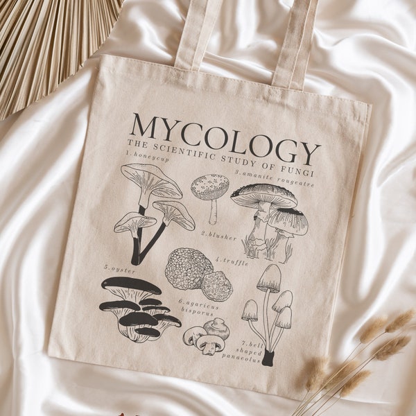 Mycology Tote - Tote Bag Mycology - Tote Bag Ology - Tote Bag Mushroom - Fungi Tote - Mushroom Lover Tote - Artsy Tote - Mushroom Tote Bag