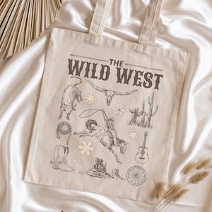 Western Tote - Tote Bag Western - Cowboy Tote - Country Tote - Outdoor Tote - Magazine Tote - Western Girl Merch-Cowboy Ghost Tote-Magazine