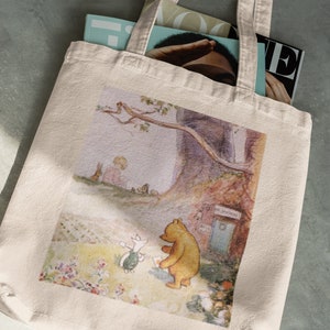 Pooh Bear Tote - Winnie the Pooh Tote - Pooh Bear book Cover - Pooh Bear Bag - Pooh and Piglet - The Pooh Gift - Cute Pooh Bear - Child Book