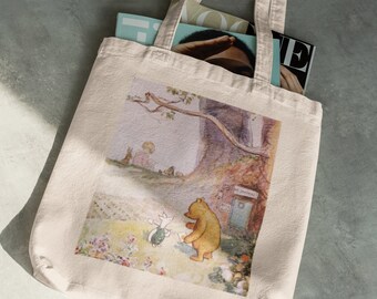 Bolso de mano con diseño de osito Pooh - Bolso de mano con diseño de Winnie the Pooh - Funda para libro con diseño de osito Pooh - Bolsa con diseño de osito Pooh - Pooh y Piglet - Regalo de Pooh - Lindo osito Pooh - Libro infantil