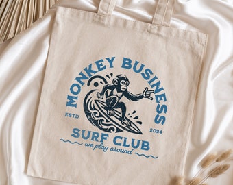 Monkey Business Bag - Art Tote - Beach Bag - Endless Summer Tote - Surfer Tote - Monkey Tote - Summer Tote - Tote Surfing - Tote Bag Beach