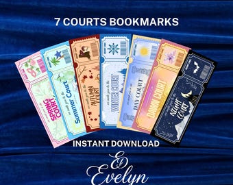 ACOTAR Court Bookmarks Bundle Printable, 7 Fantasy Tickets, Book Club Bookmarks PDF, Instant Download, Booktok