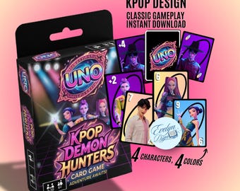 Juego de cartas UNO Kpop | Edición Cazadores de Demonios Kpop | Cartas de personajes coleccionables | Divertido juego de fiesta para fans del Kpop, adolescentes y adultos