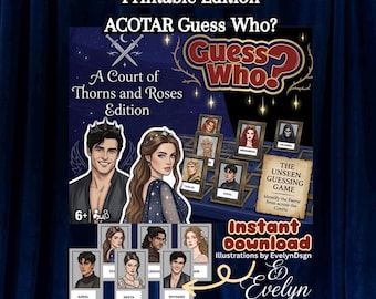 Juego de adivinanzas de ACOTAR: juego de cartas de fantasía imprimible para fans, descarga instantánea, edición Espinas y Rosas e ilustraciones de EvelynDsgn.