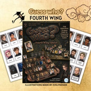 Gissa vem-spelet Fourth Wing, utskrivbart, drakryttarspel, bokälskarepresent, fantasybok, direktnedladdning