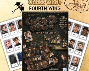 Juego de adivinanzas Fourth Wing para imprimir, juego de jinete de dragones, regalo para amantes de los libros, libro de fantasía, descarga instantánea.
